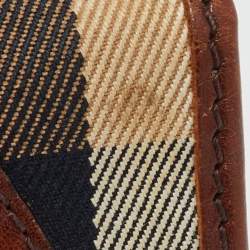 Pre Owned Burberry Brown/Beige Fabric and Leather Leighton Continental Wallet