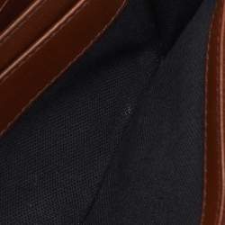 Pre Owned Burberry Brown/Beige Fabric and Leather Leighton Continental Wallet