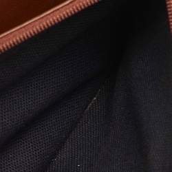 Pre Owned Burberry Brown/Beige Fabric and Leather Leighton Continental Wallet