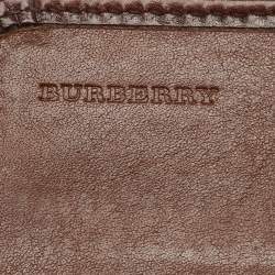 Pre Owned Burberry Brown/Beige Fabric and Leather Leighton Continental Wallet