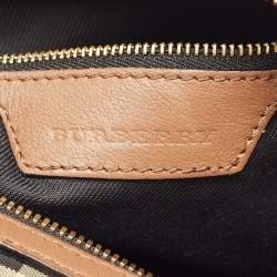 Pre Owned Burberry Beige/Brown Haymarket Fabric and Leather Mini Bowler Bag