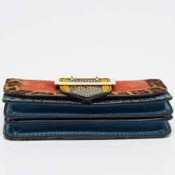 Pre Owned Burberry Multicolor Leopard Pint Calfhair, Suede and Python Buckle Crossbody Bag