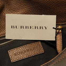 Pre Owned Burberry Brown/Bronze Leather and Suede Turnlock Flap Clutch 