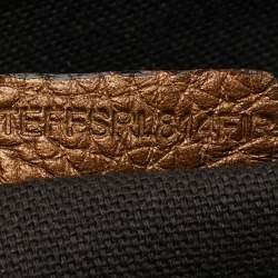 Pre Owned Burberry Brown/Bronze Leather and Suede Turnlock Flap Clutch 