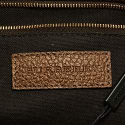 Pre Owned Burberry Brown/Bronze Leather and Suede Turnlock Flap Clutch 