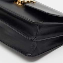 Pre Owned Burberry Black Leather Medium TB Shoulder Bag