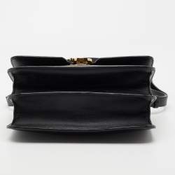 Pre Owned Burberry Black Leather Medium TB Shoulder Bag