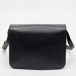 Pre Owned Burberry Black Leather Medium TB Shoulder Bag
