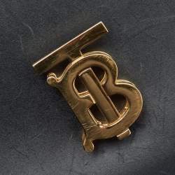 Pre Owned Burberry Black Leather Medium TB Shoulder Bag