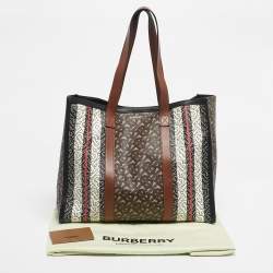 Pre Owned Burberry Multicolor Monogram Stripe E-Canvas Portrait Tote