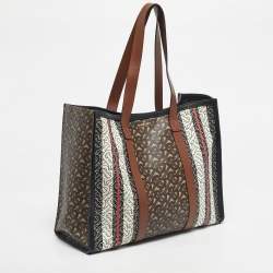 Pre Owned Burberry Multicolor Monogram Stripe E-Canvas Portrait Tote