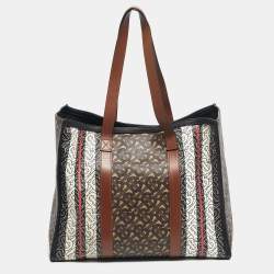 Pre Owned Burberry Multicolor Monogram Stripe E-Canvas Portrait Tote