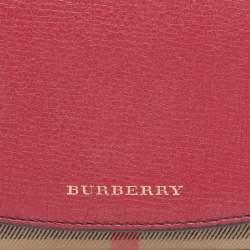 Pre Owned Burberry Beige/Red House Check Fabric and Leather Flap Wallet