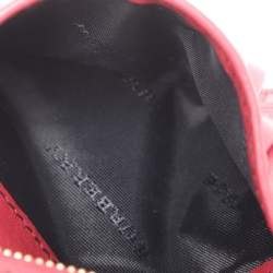 Pre Owned Burberry Beige/Red House Check Fabric and Leather Flap Wallet