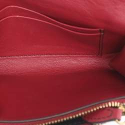 Pre Owned Burberry Beige/Red House Check Fabric and Leather Flap Wallet