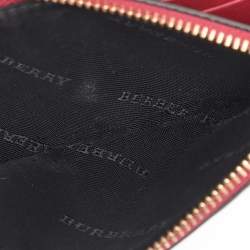 Pre Owned Burberry Beige/Red House Check Fabric and Leather Flap Wallet