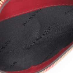 Pre Owned Burberry Beige/Red House Check Fabric and Leather Flap Wallet