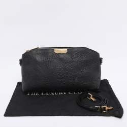 Pre Owned Burberry Black Grained Leather Chichester Crossbody Bag