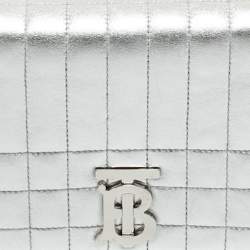 Pre Owned Burberry Silver Quilted Leather Small Lola Shoulder Bag
