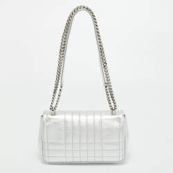 Pre Owned Burberry Silver Quilted Leather Small Lola Shoulder Bag
