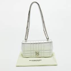 Pre Owned Burberry Silver Quilted Leather Small Lola Shoulder Bag