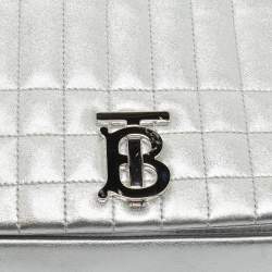 Pre Owned Burberry Silver Quilted Leather Small Lola Shoulder Bag