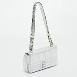 Pre Owned Burberry Silver Quilted Leather Small Lola Shoulder Bag