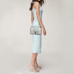 Pre Owned Burberry White/Black Needle Punch Check Canvas Small Lola Shoulder Bag