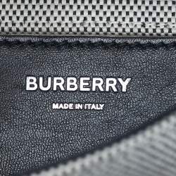 Pre Owned Burberry White/Black Needle Punch Check Canvas Small Lola Shoulder Bag