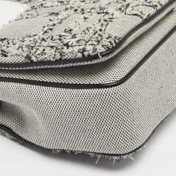 Pre Owned Burberry White/Black Needle Punch Check Canvas Small Lola Shoulder Bag