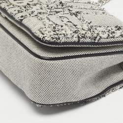 Pre Owned Burberry White/Black Needle Punch Check Canvas Small Lola Shoulder Bag