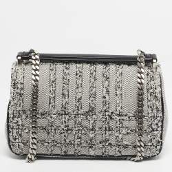 Pre Owned Burberry White/Black Needle Punch Check Canvas Small Lola Shoulder Bag