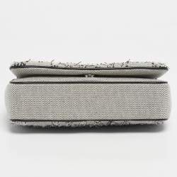 Pre Owned Burberry White/Black Needle Punch Check Canvas Small Lola Shoulder Bag