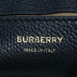 Pre Owned Burberry Black/Beige House Check Fabric and Leather Note Shoulder Bag