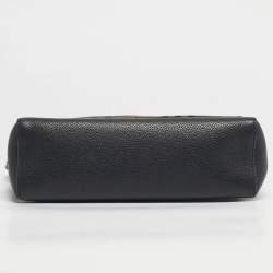 Pre Owned Burberry Black/Beige House Check Fabric and Leather Note Shoulder Bag