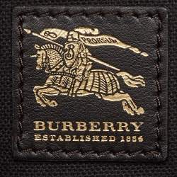 Pre Owned Burberry Brown/Beige Haymarket PVC and Leather Studded Hartley Hobo