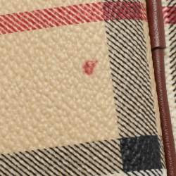 Pre Owned Burberry Beige/Brown Haymarket Check PVC and Leather Chester Boston Bag