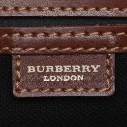 Pre Owned Burberry Beige/Brown Haymarket Check PVC and Leather Chester Boston Bag