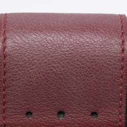 Pre Owned Burberry Burgundy Grainy Leather Small Buckle Tote
