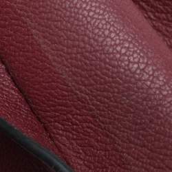 Pre Owned Burberry Burgundy Grainy Leather Small Buckle Tote