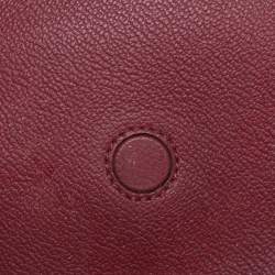 Pre Owned Burberry Burgundy Grainy Leather Small Buckle Tote