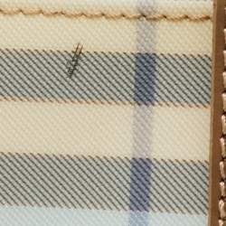 Pre Owned Burberry Light Blue/Brown Nova Check PVC and Leather Zip Tote