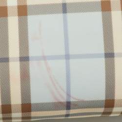 Pre Owned Burberry Light Blue/Brown Nova Check PVC and Leather Zip Tote
