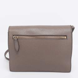 Pre Owned Burberry Taupe House Check Canvas and Leather Small Macken Crossbody Bag