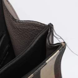 Pre Owned Burberry Taupe House Check Canvas and Leather Small Macken Crossbody Bag