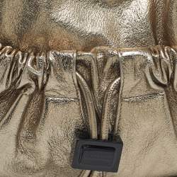 Pre Owned Burberry Goldstone Leather Warrior Drawstring Hobo