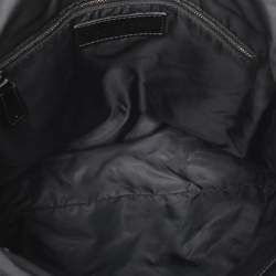 Pre Owned Burberry Black Nova Check Nylon And Patent Leather Small Lowry Tote