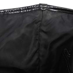 Pre Owned Burberry Black Nova Check Nylon And Patent Leather Small Lowry Tote