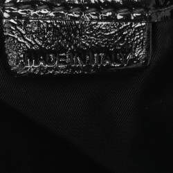 Pre Owned Burberry Black Nova Check Nylon And Patent Leather Small Lowry Tote