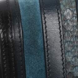 Pre Owned Burberry Blue/Black Leather and Python Crossbody Bag